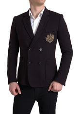 Dolce & Gabbana Purple Logo Embroidery Double Breasted Blazer -   -  Dolce & Gabbana.